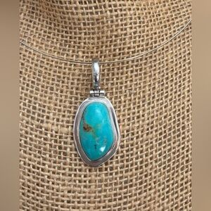 Navajo Native American Turquoise Sterling Silver Pendant NEW!